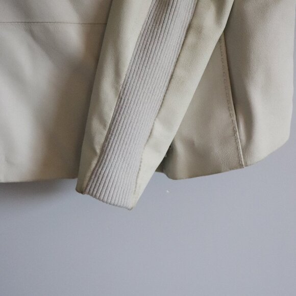 Vince Sz M Classic Cream Goat Leather Moto Asymmetrical Full‎ Zip Luxury Jacket - Picture 10 of 16